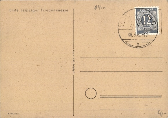 Artist Postcard Leipzig, First Leipzig Peace Fair 1947, Town Hall, Fur Trader, Bookseller
