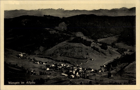Postcard Wengen Weitnau in Allgäu Swabia, aerial photograph