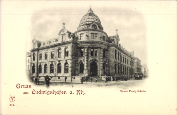 Ak Ludwigshafen am Rhein, Neues Postgebäude,   Architektur