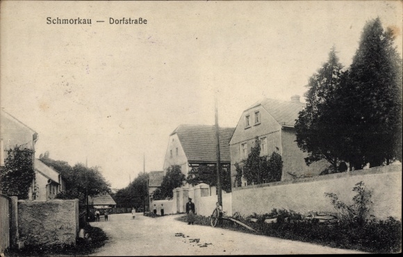 Postcard Schmorkau Neukirch Sachsen, Dorfstrasse, houses