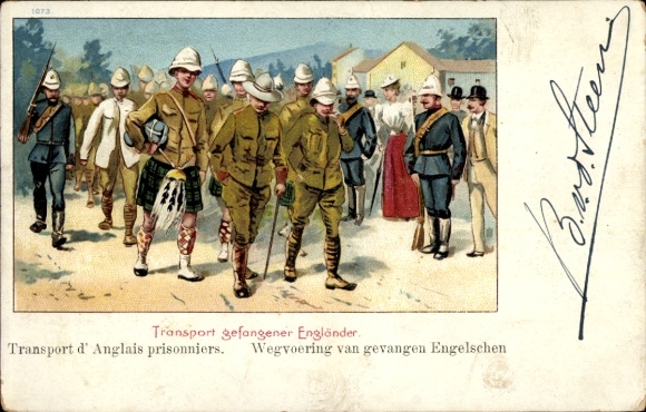 Chromo-Litho Boer War, transport of captured Englishmen