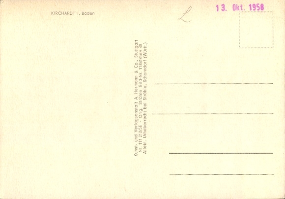 Postcard Kirchardt in Baden, aerial photograph