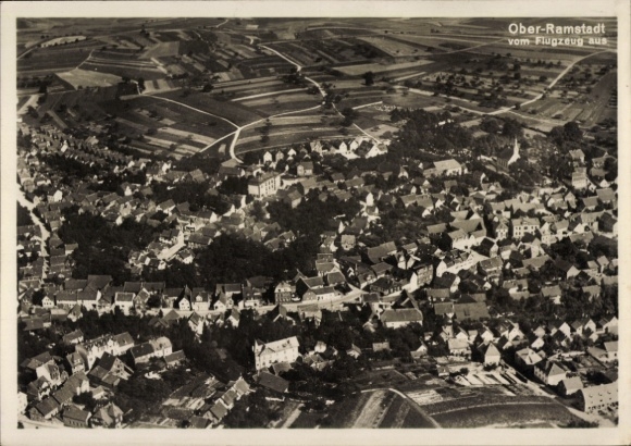Postcard Ober Ramstadt in the Odenwald Hessen, aerial photograph