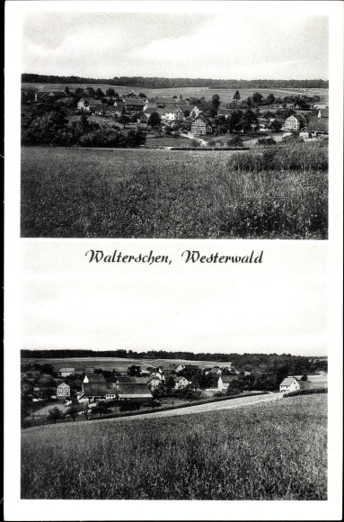 Ak Walterschen in het Westerwald, panorama, velden