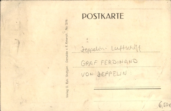 Postcard Ferdinand Graf von Zeppelin, date of death 8 March 1917