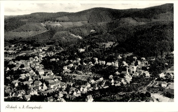 Postcard Alsbach Hähnlein on the Bergstrasse Hesse, aerial view, Alsbach, on the Bergstrasse, picturesque landscape