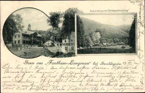Postcard Geroldsgrün in the Franconian Forest Oberfranken, Forsthaus Langenau