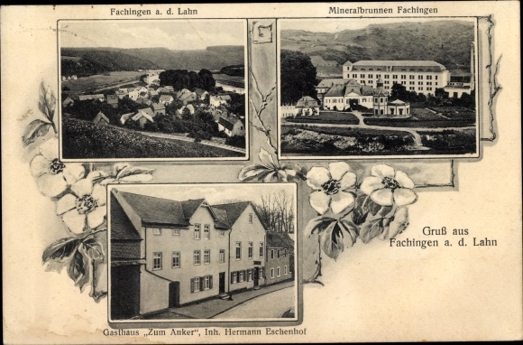 Passepartout PC Fachingen Birlenbach an der Lahn, mineral fountain, inn Zum Anker