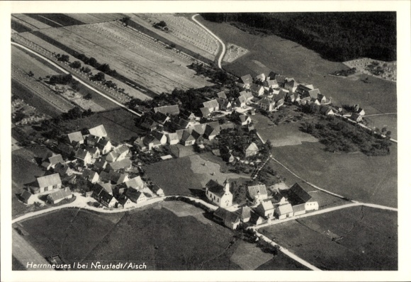 Ak Herrnneuses Neustadt an der Aisch Mittelfranken, Fliegeraufnahme
