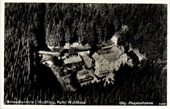 Ak Benneckenstein Oberharz am Brocken, luchtfoto, Hotel Waldhaus