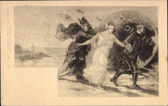 Judaica Postcard Dreyfus Affair, Affaire Dreyfus, Justitia is led away