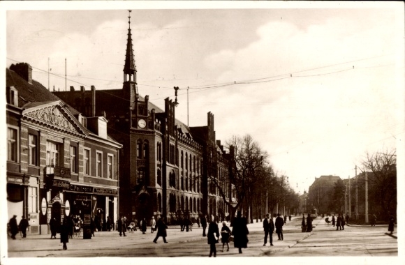 Postcard Frankfurt an der Oder, Main Post Office at Wilhelmplatz
