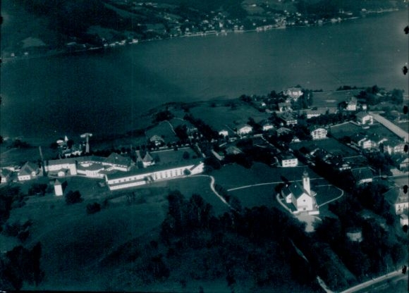 Photo Bad Wiessee in Upper Bavaria, bathing area, aerial photograph