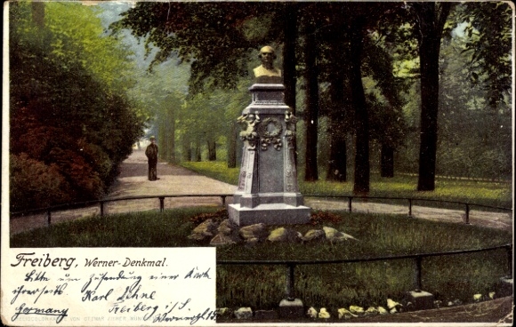 Ak Freiberg in Sachsen, Werner Denkmal, Karl Schne