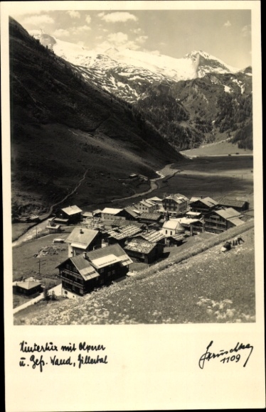 Ak Zell am Ziller in Tirol, Berglandschaft, Dörfliche Siedlung, Olperer, Tirol