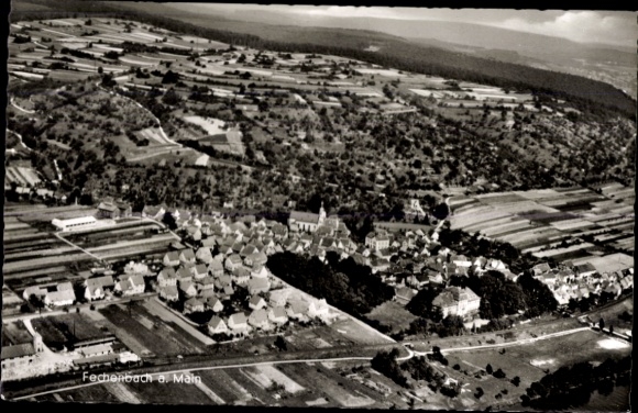 Postcard Fechenbach am Main Collenberg Lower Franconia, aerial photograph