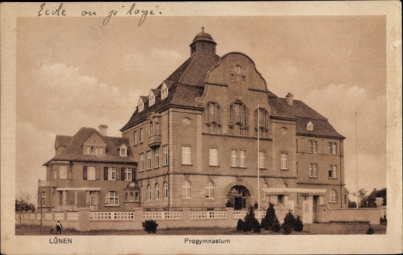 Postcard Lünen in Westphalia, Progymnasium