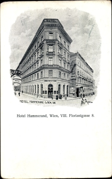 Kunstenaarskaart Wenen 8. Josefstadt Oostenrijk, Hotel Hammerand, Florianigasse 8