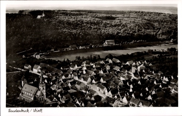 Postcard Laudenbach Weikersheim in Tauberfranken Württemberg, aerial photograph
