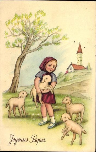 Set of 50 AK Easter chicks, lambs, religion etc.