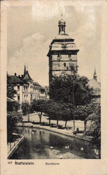 Postcard Bad Staffelstein am Main Upper Franconia, town tower
