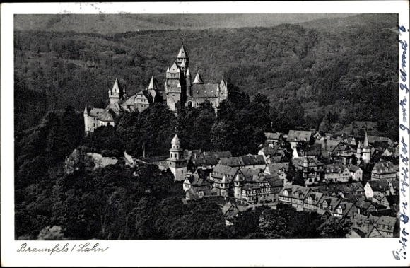 Postcard Braunfels on the Lahn, castle town view, forests in the background