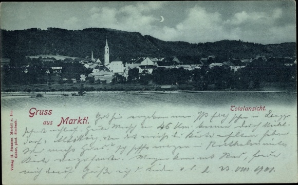 Moonlight PC Marktl am Inn Oberbayern, total view of the village