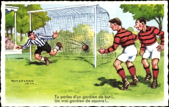 Artist Postcard Chaperon, Jean, football match, goal shot