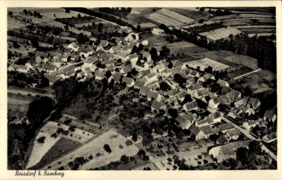 Ak Rossdorf Roßdorf am Forst Strullendorf in Oberfranken, Fliegeraufnahme