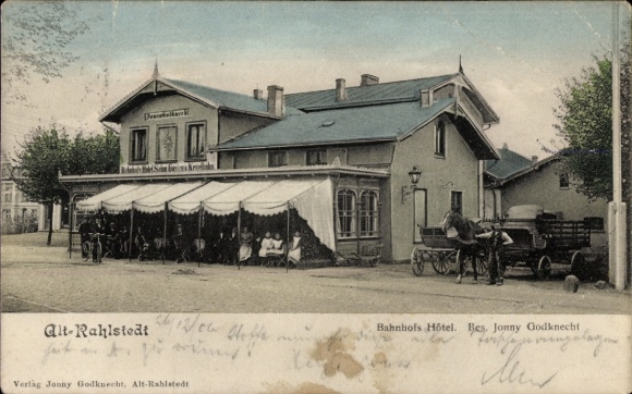 Postcard Hamburg Wandsbek Alt-Rahlstedt, Bahnhofs Hotel, Horse Carriage