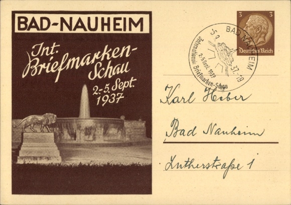 Postwaardestukken Ak Bad Nauheim in Hessen, Int. Postzegelshow 1937
