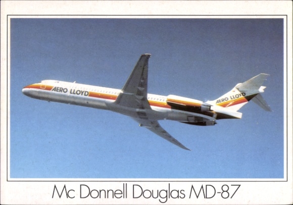 Postcard passenger aircraft Aero Lloyd, Mc Donnell Douglas MD 87