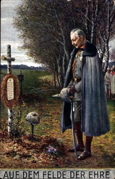 Artist PC Kaiser Wilhelm II., On the field of honor, soldier&#39;s grave, I. WK