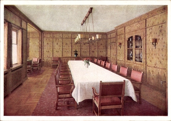 Ak Obersalzberg Berchtesgaden in Oberbayern, Berghof Wachenfeld, Speisesaal, Innenansicht