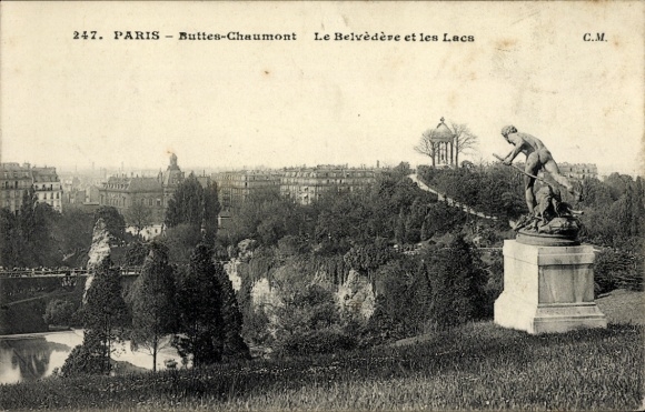 Ansichtkaart Parijs XIX Buttes Chaumont, Le Belvedere et les Lacs