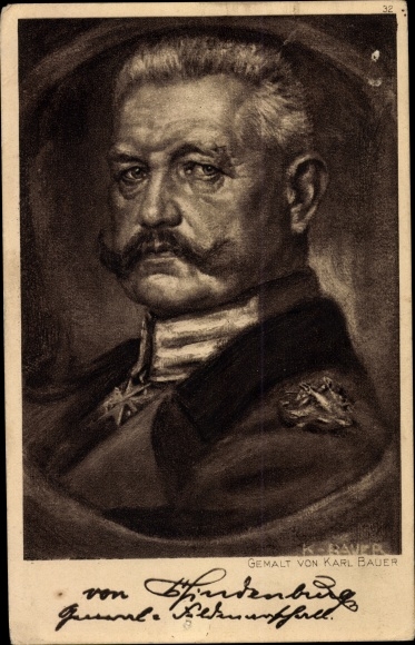 Artist PC Bauer, Karl, Field Marshal Paul von Hindenburg, portrait