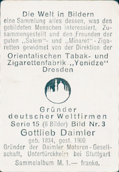 Collector's picture The world in pictures, founder of German global companies, Gottlieb Daimler