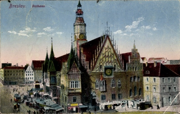 Ak Wrocław Breslau Schlesien, Rathaus, Markt