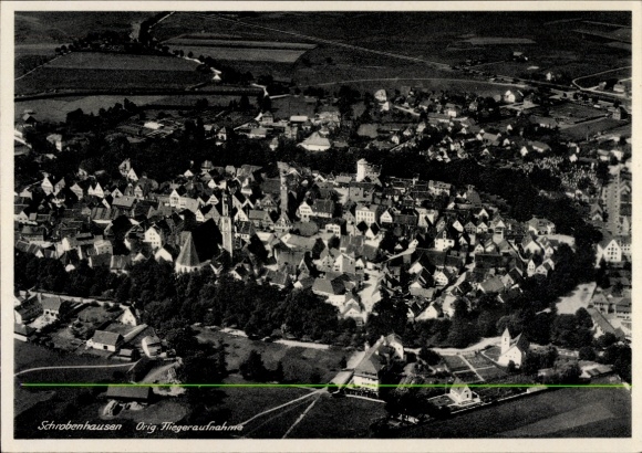 Postcard Schrobenhausen in Upper Bavaria, aerial photograph