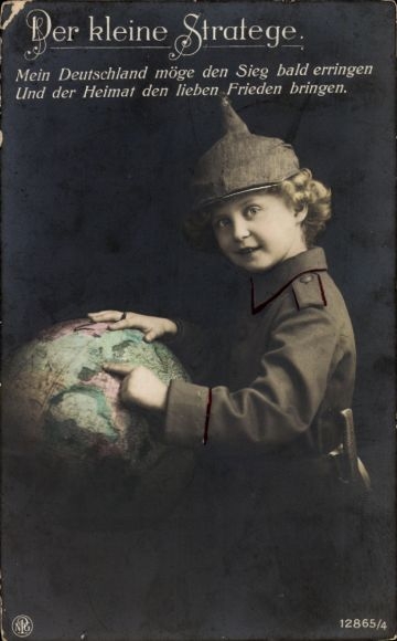 PC The Little Strategist, Child in Uniform with Globe, WWI, NPG 12865/4