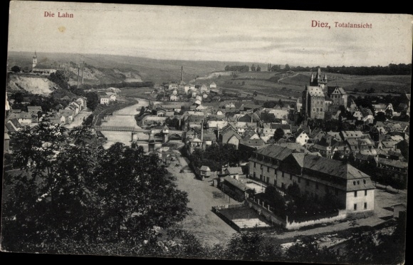 Postcard Diez an der Lahn, total view