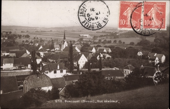 KP Boncourt Kt. Jura Szwajcaria, Vue generale sur la Ville, wieża