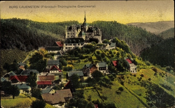 Postcard Lauenstein Altenberg Bärenstein, village, border guard