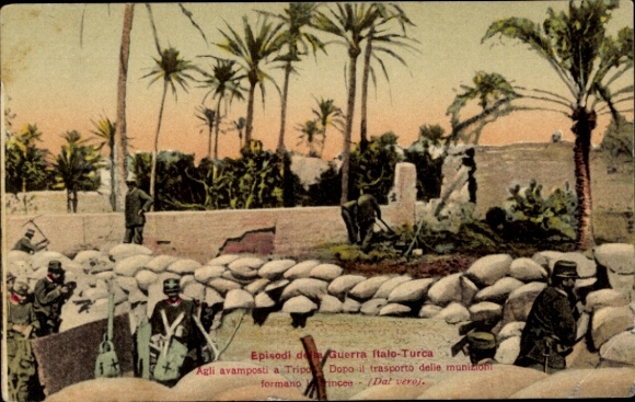 Postcard Episodi della Guerra Italo-Turco, Tripoli, Avamposti
