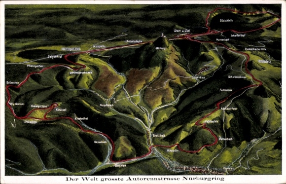 Maps Postcard Nürburg in the Eifel, The Nürburgring, Auto Racing Track