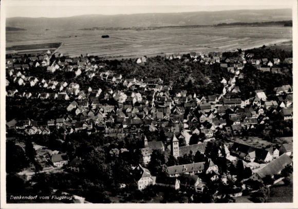 Postcard Denkendorf in Württemberg, aerial photograph