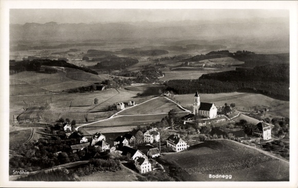 Postcard Bodnegg in Upper Swabia, aerial photograph