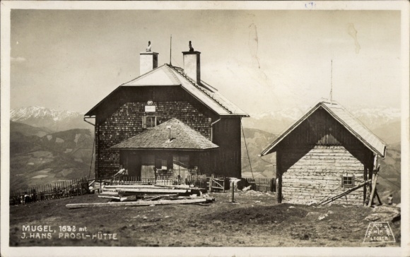 Postcard Mugel, Hans Prosl Hut