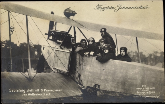 PC Berlin Treptow Johannisthal, Sablatning, 5 passengers, world record, airfield