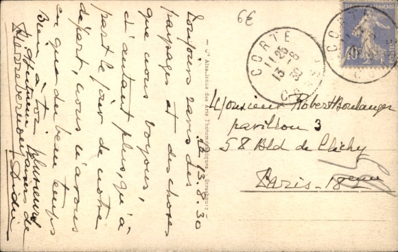 Postcard Corte Haute Corse, general view